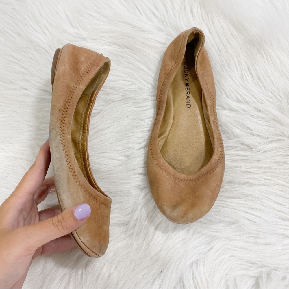 LUCKY BRAND Erin Tan Leather Ballet Flat SZ 6.5